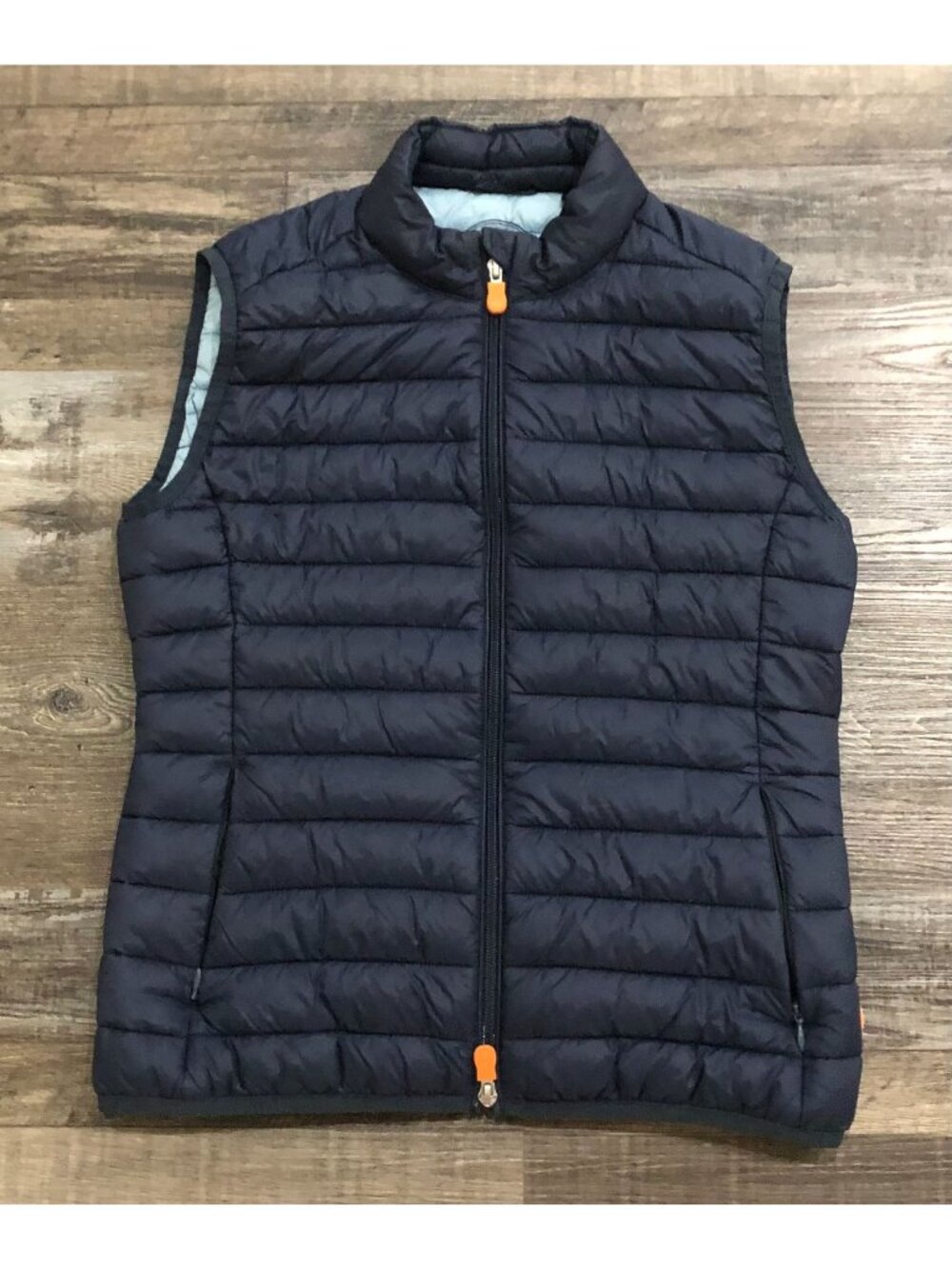 Save The Duck Charlotte Quilted Puffer Vest Womens Small Navy Blue Full Zip - Picture 1 of 7